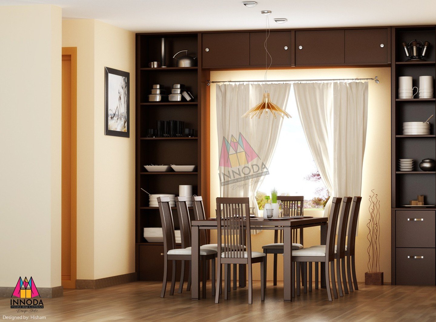 Formal dining suite with dark rosewood china cabinet